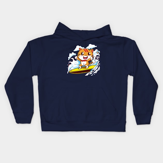 surfing cat Kids Hoodie by MGphotoart